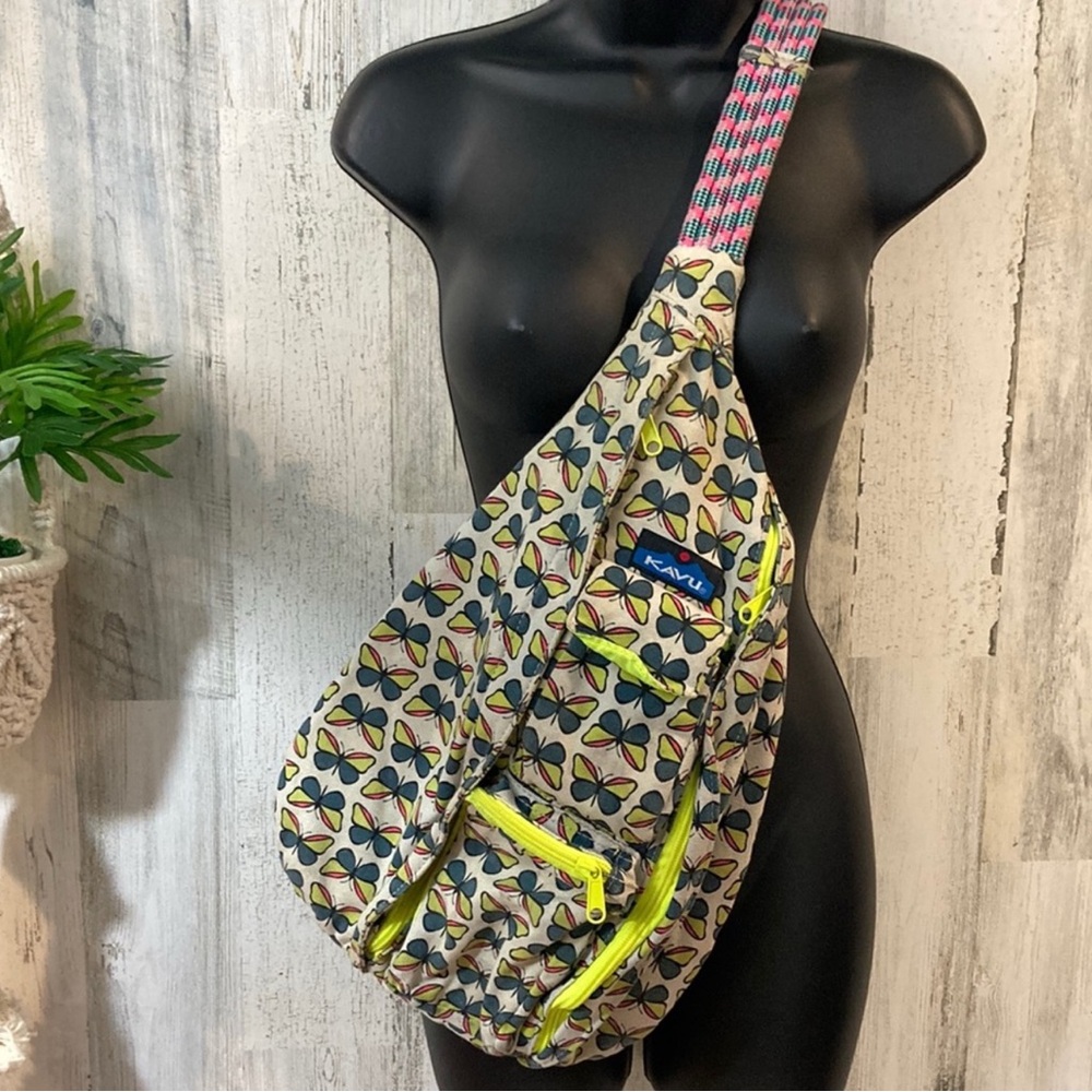 KAVU Rope Sling Bag - Multicolor Butterfly Design